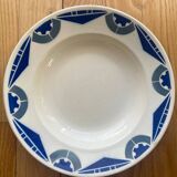 Mismatched blue soup plates
