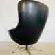 Vintage Danish mid-century black leather swivel chair, 1970s