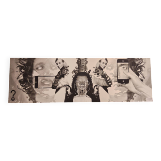 large black and white artworks / photo collage (160x50) phones