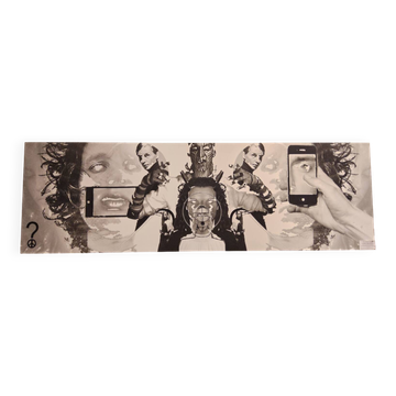 large black and white artworks / photo collage (160x50) phones
