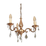 Brass chandelier 3 branches with grapevines, Louis XV style