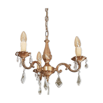Brass chandelier 3 branches with grapevines, Louis XV style