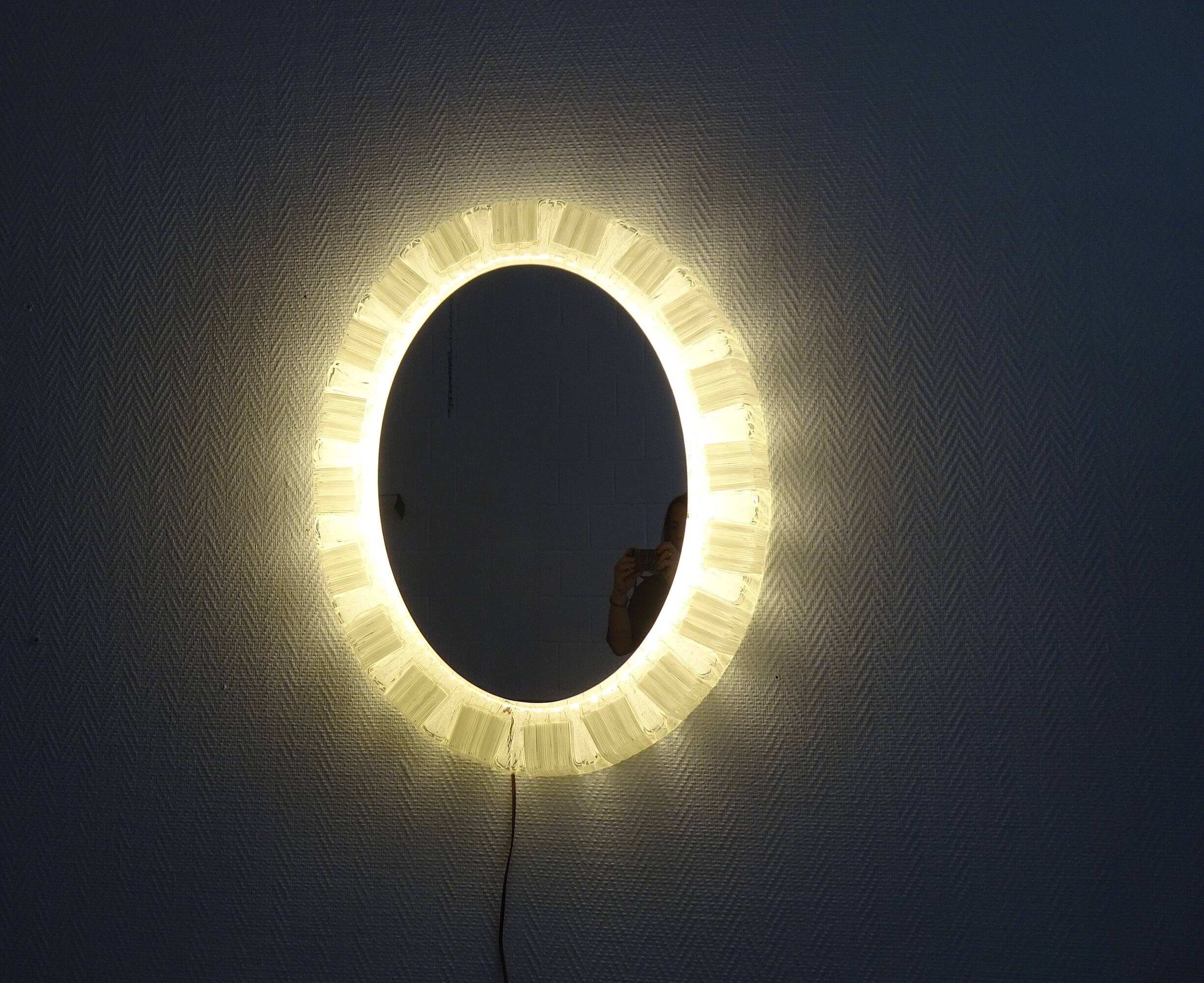 Illuminated mirror acrylic glass - mid century wall decoration