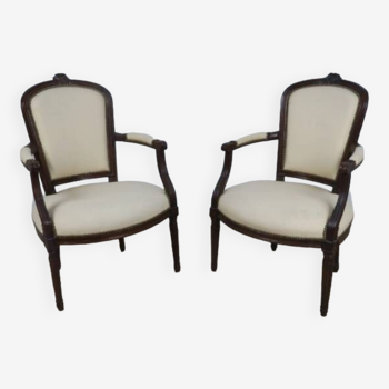 Pair of walnut armchairs from the Louis XVI period