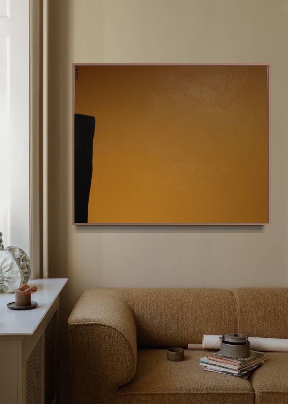 Abstract painting Mb1 ocher 100x81 cm