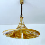 Adjustable vintage design XXL pendant lamp, brass plexiglass, 70s