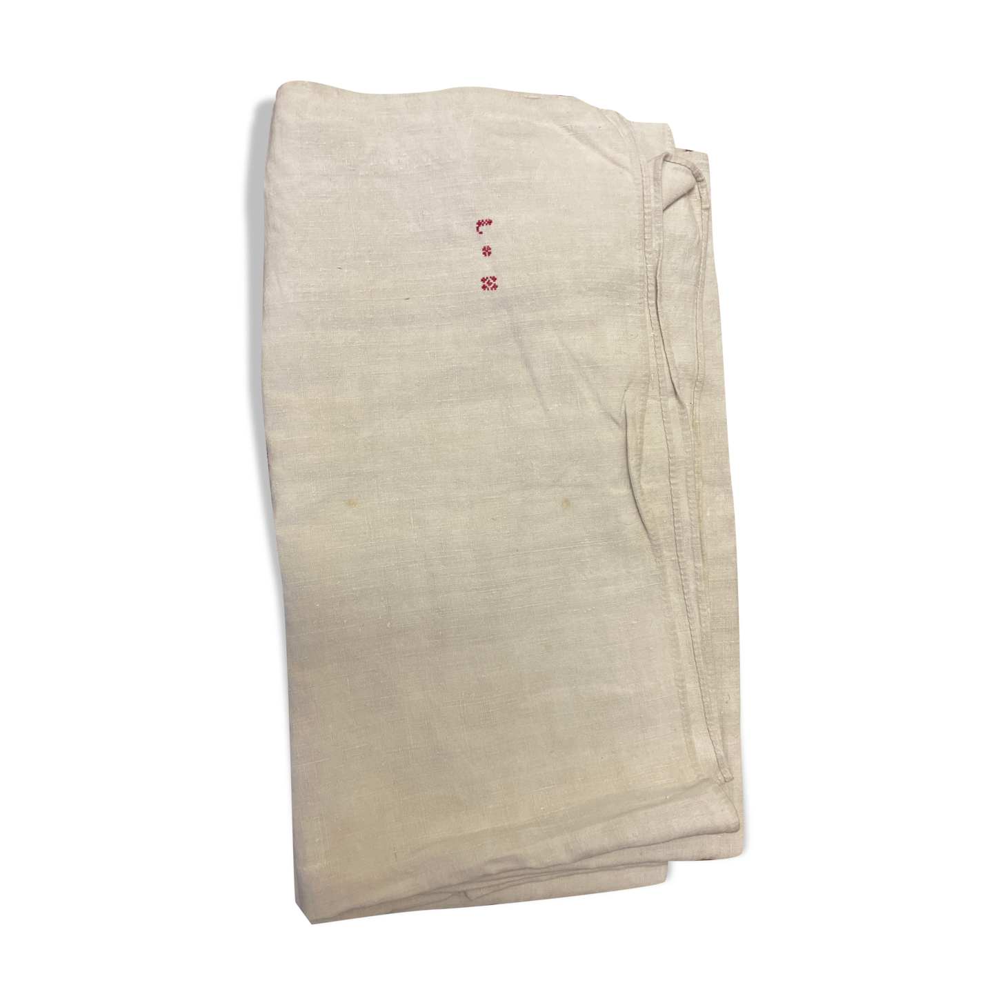 Antique sheet in embroidered hemp linen