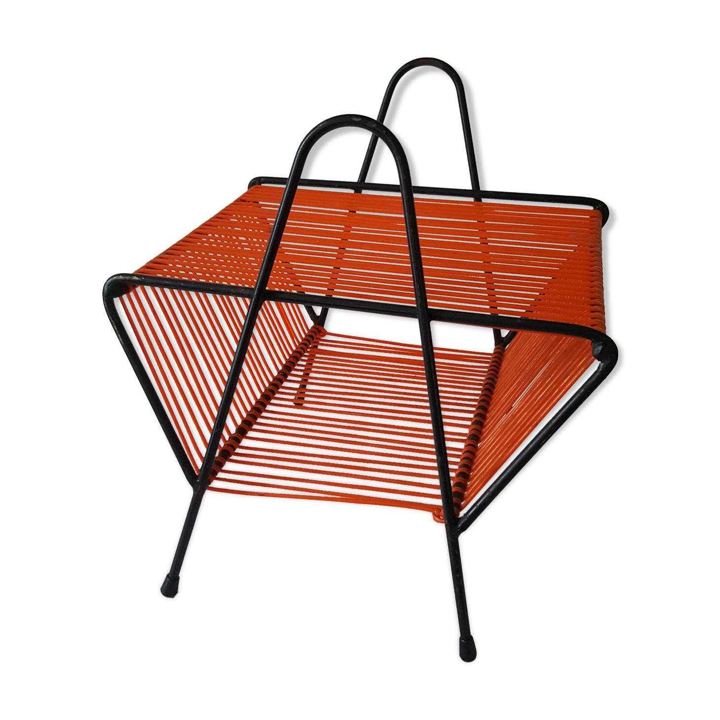 Porte vinyle métal et scoubidou années 60/70