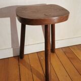 Old wooden tripod bench stool milking shepherd’s bench