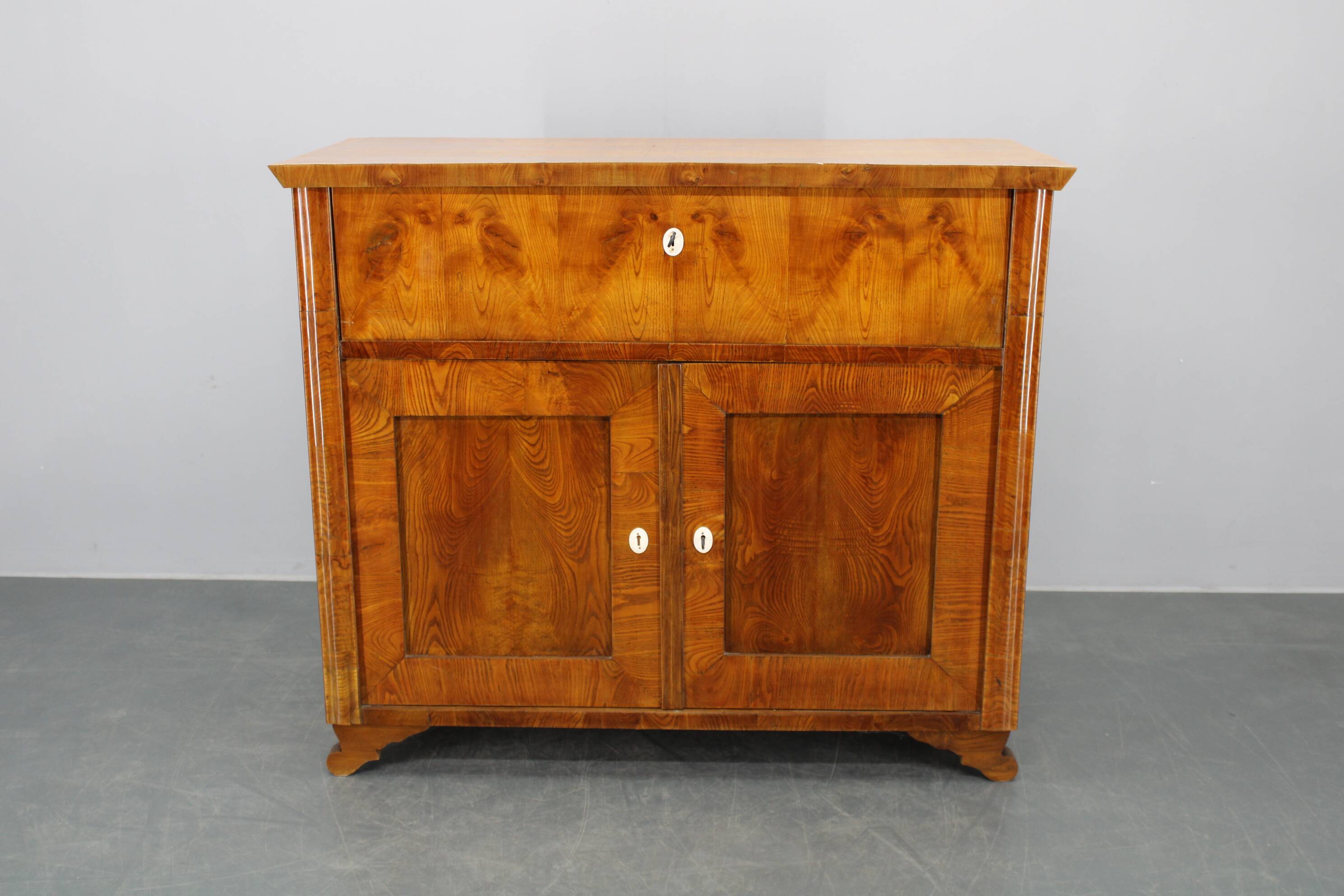 1930s Antique Cabinet with Writing Area in Walnut Finish ,Czechoslovakia