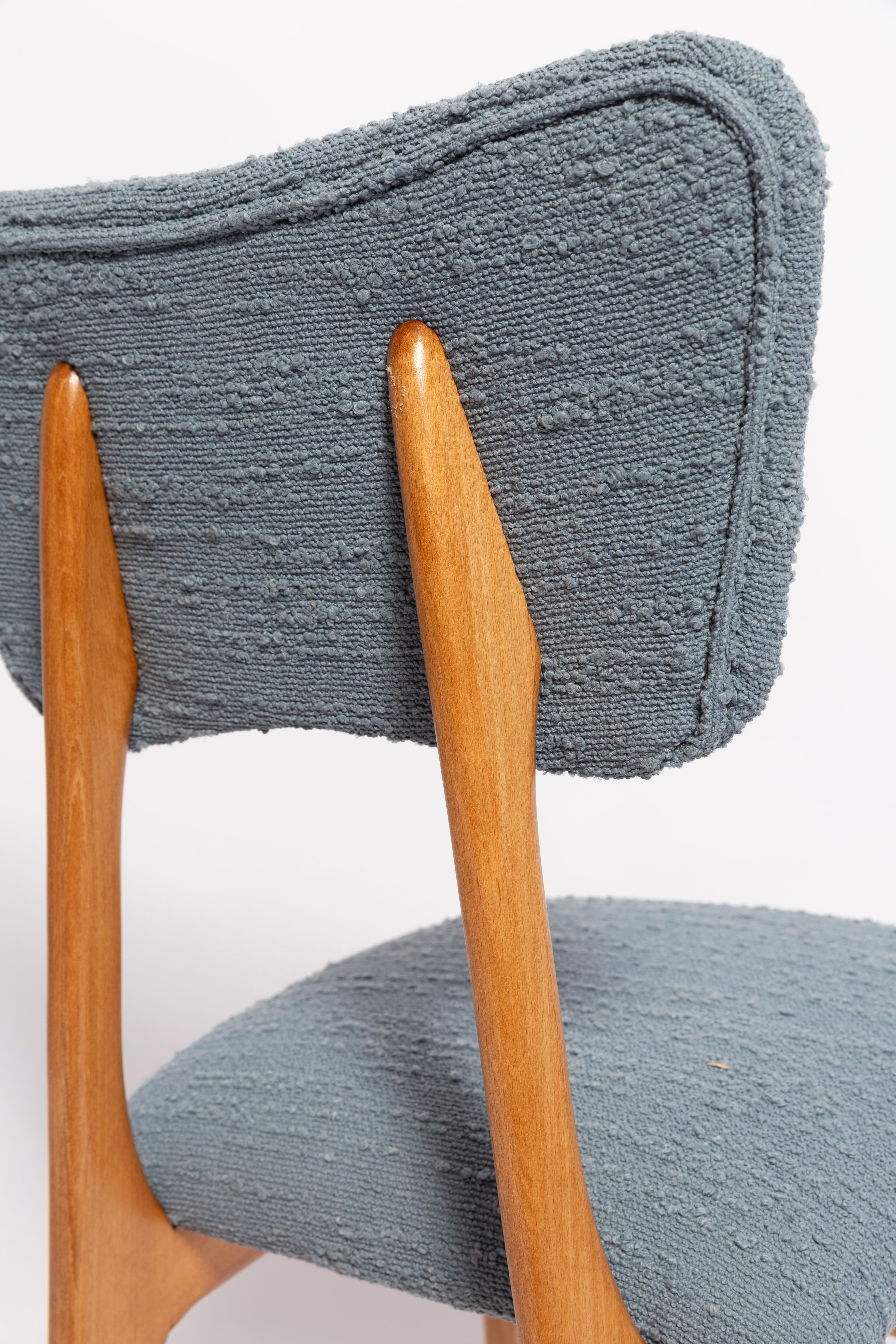 Mid-century butterfly dining chair, grey bouclé, Europe, 1960s