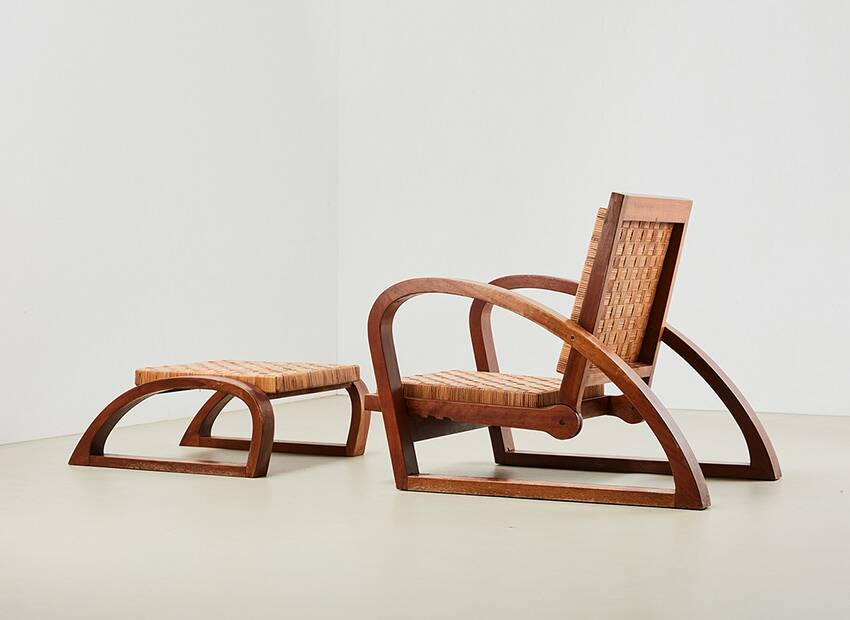 Francis Jourdain Lounge Chair + Ottoman France 1920s