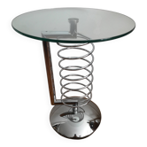Table d'appoint chrome et verre vintage design space age