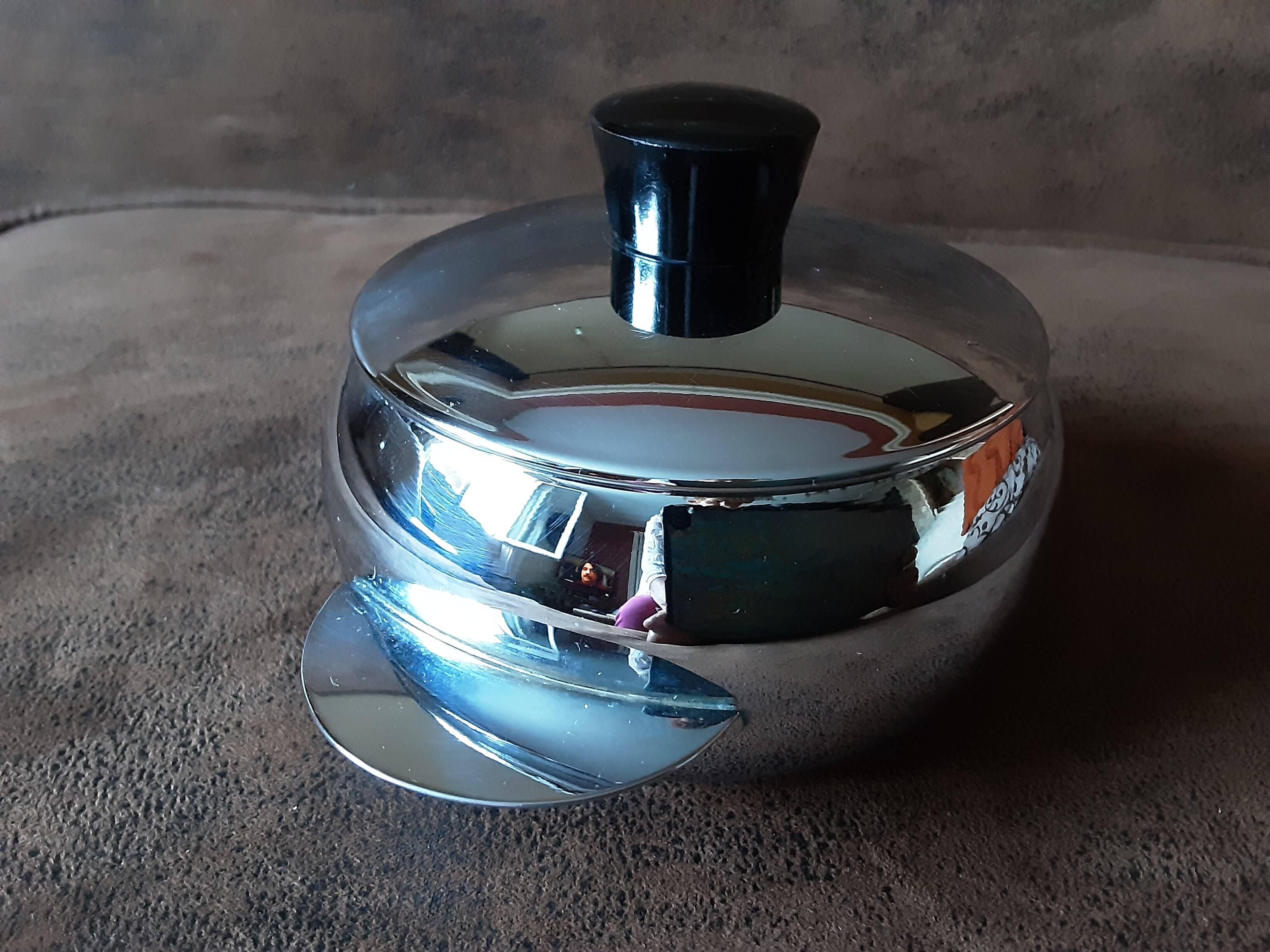 Vintage stainless steel sugar bowl