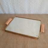 Plateau en laiton avec miroir vintage