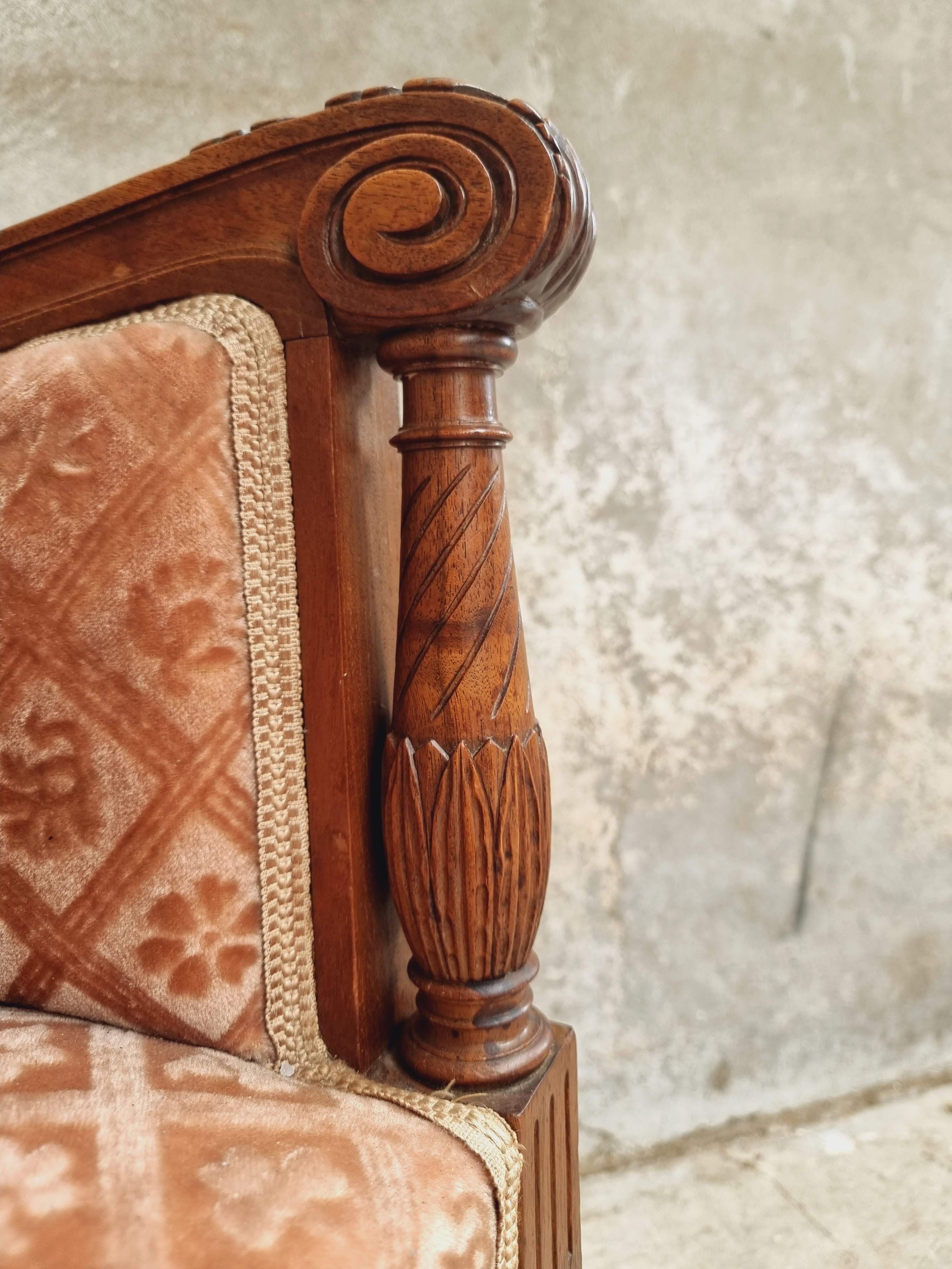 Antique sofa seat classic hall bench old pink