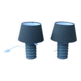 Pair of grey ceramic lamps & mottled grey lampshades – Contemporary design