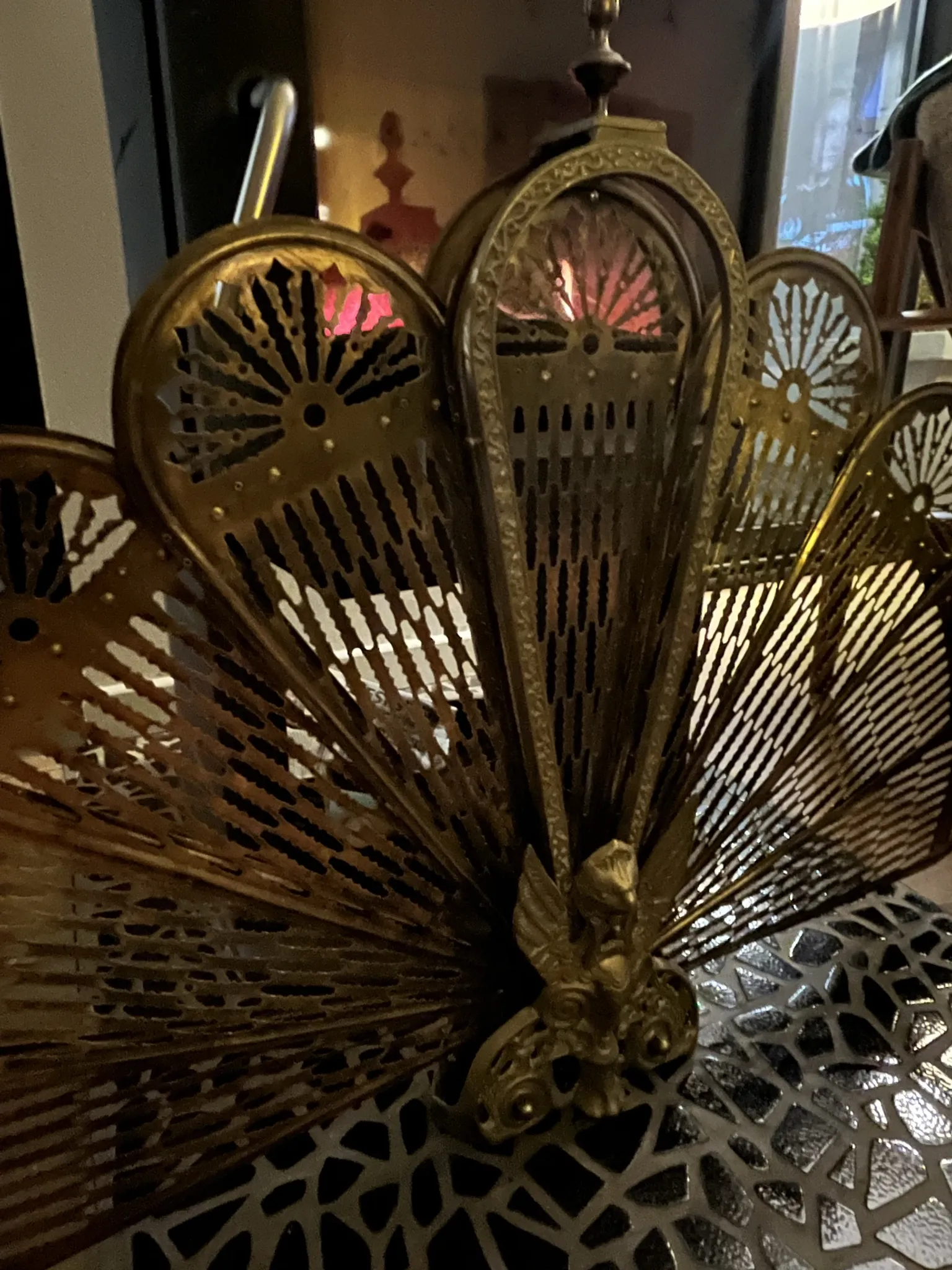 Brass fire screen
