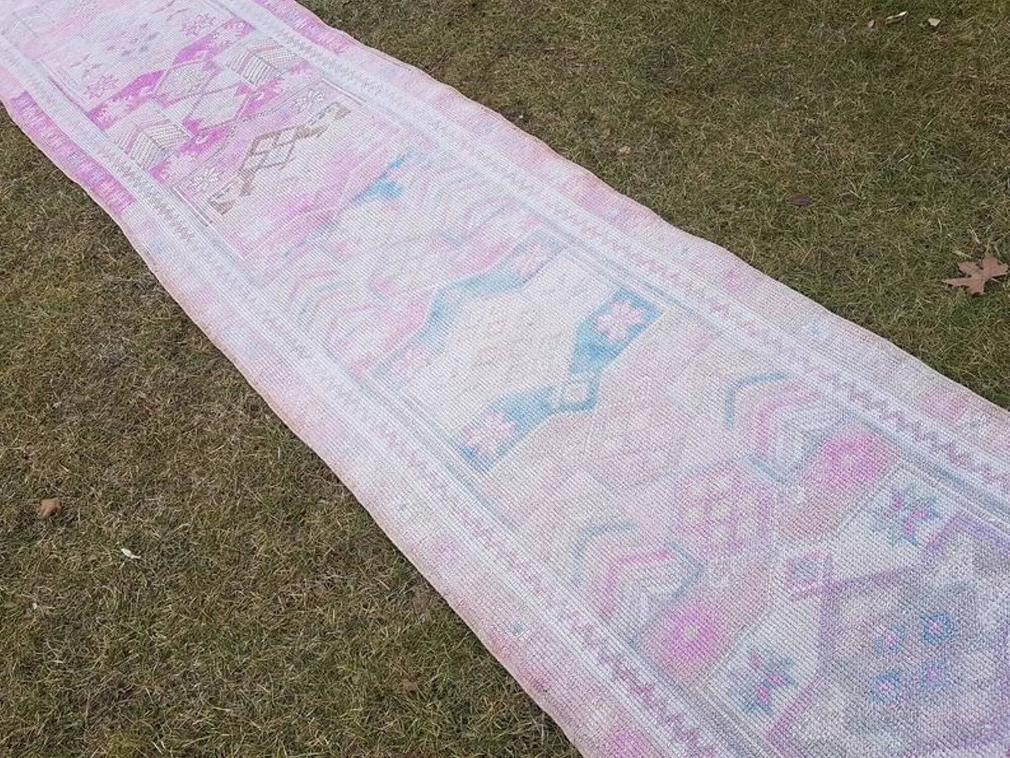 Vintage Turkish hallway rug 84x403 cm
