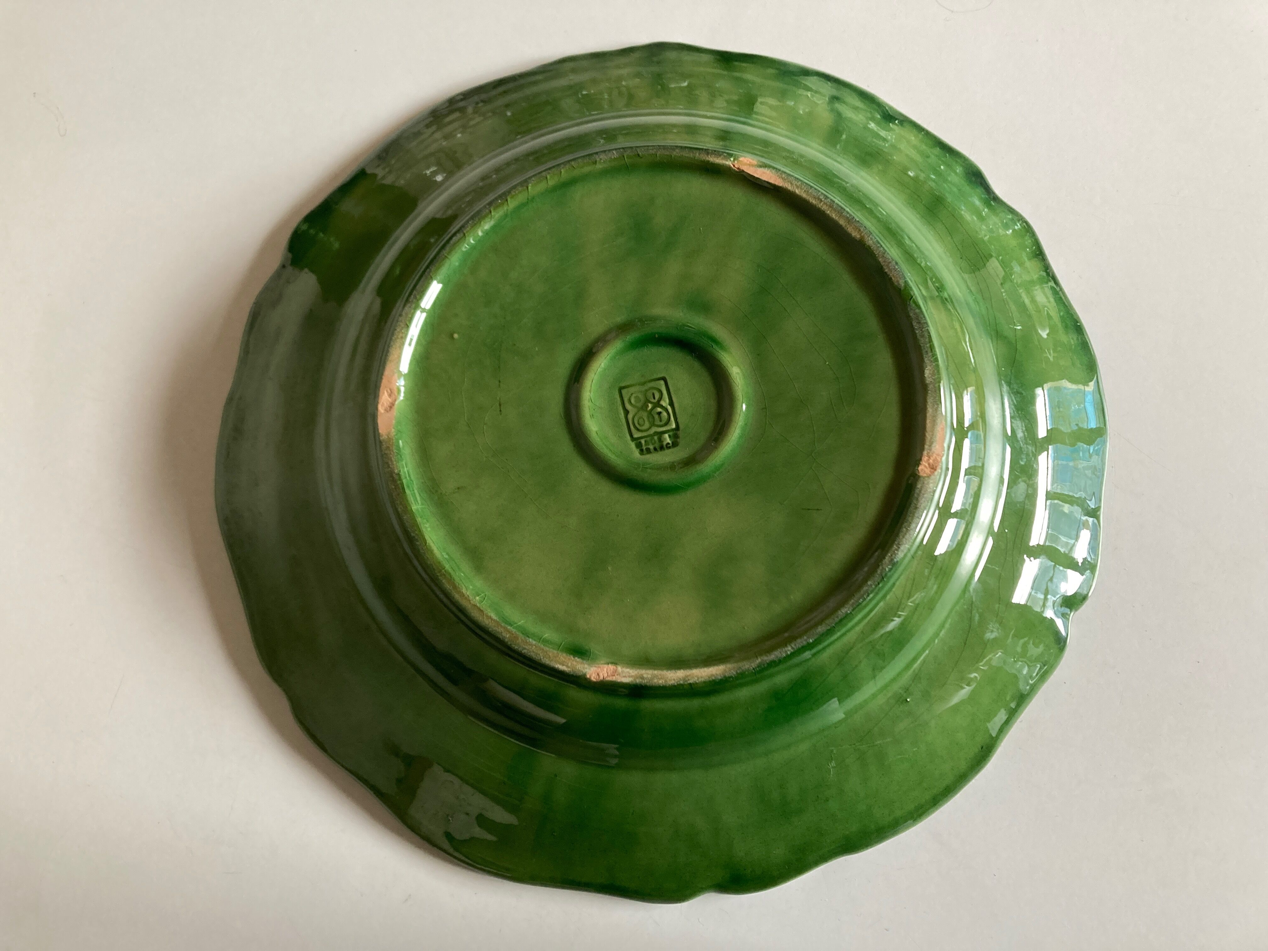 Glazed clay dish Biot verte XXL 1960
