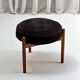 Teak and suede footstool, Hugo Frandsen, Spottrup Mobelfabrik, Denmark