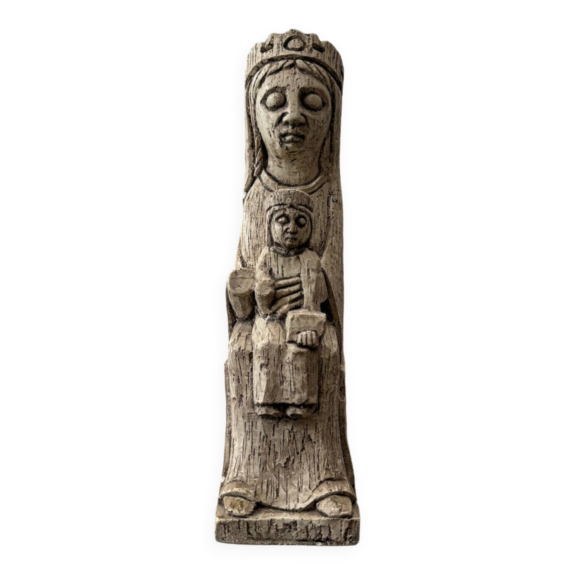 Statuette Vierge à l’enfant en pierre