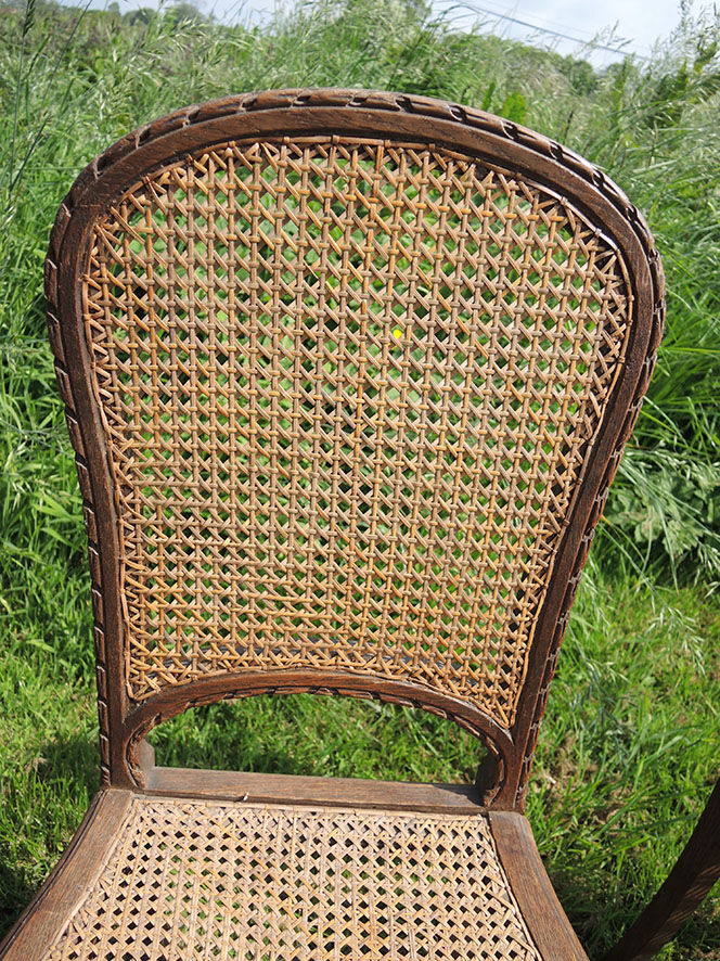 2 carved wood chairs & canning