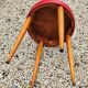 Baumann Low Stool Varnished Beech and Red Faux Leather