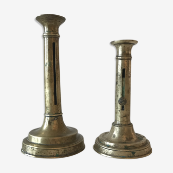 Lot de 2 bougeoirs anciens