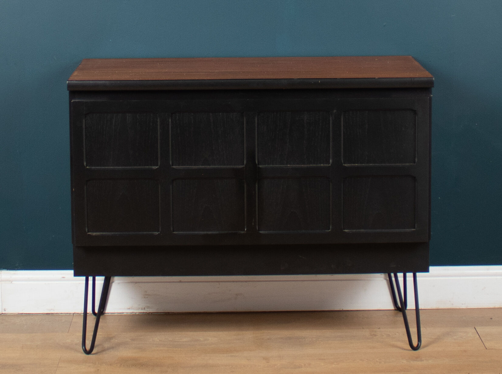 Retro 1960s painted nathan squares sideboard tv cabinet on hairpin legs