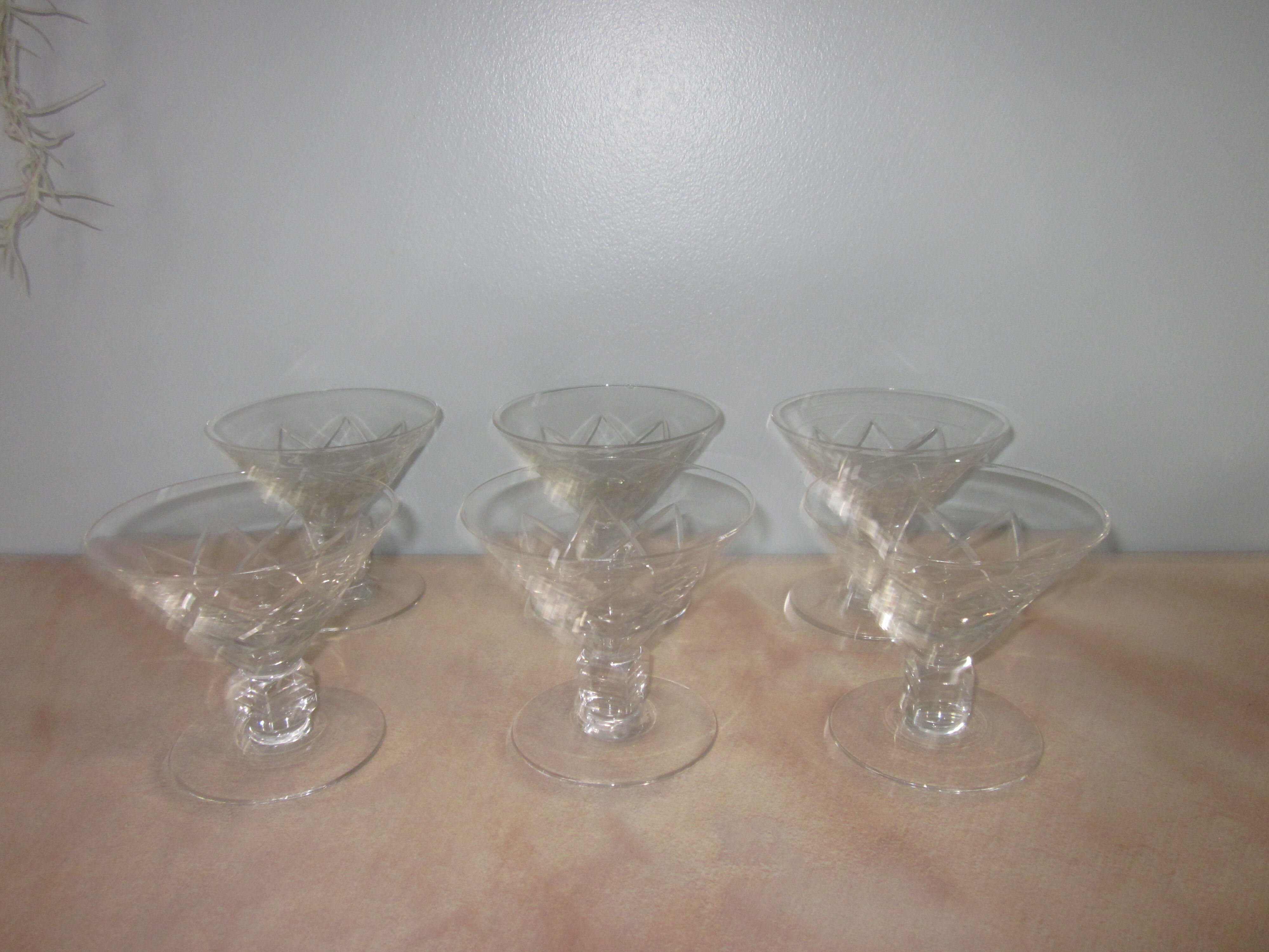 6 old champagne glasses