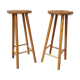 Pair wooden top stool seated bar hexagonal vintage