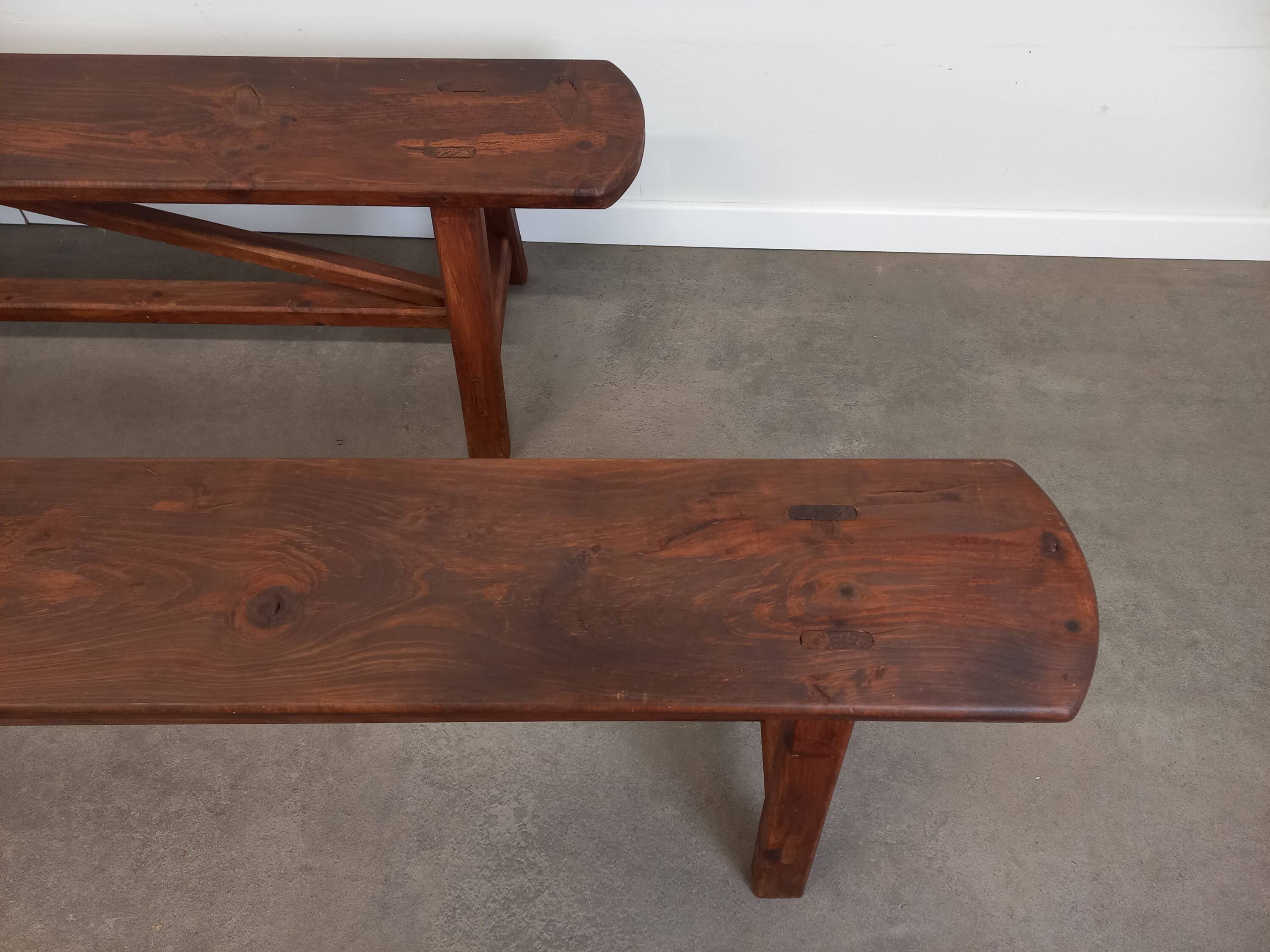 Pair of rustic benches 220 cm