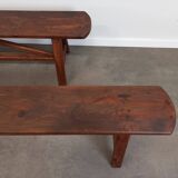 Pair of rustic benches 220 cm