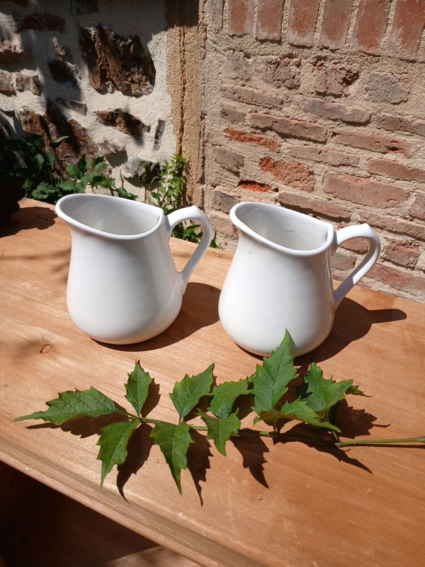 2 vintage milk jugs