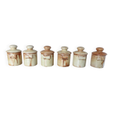 Set of 6 ceramic spice jars signed FPP Vallauris, 1960