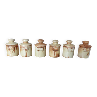 Série de 6 pots à épices en céramique signé F.P.P. Vallauris, 1960