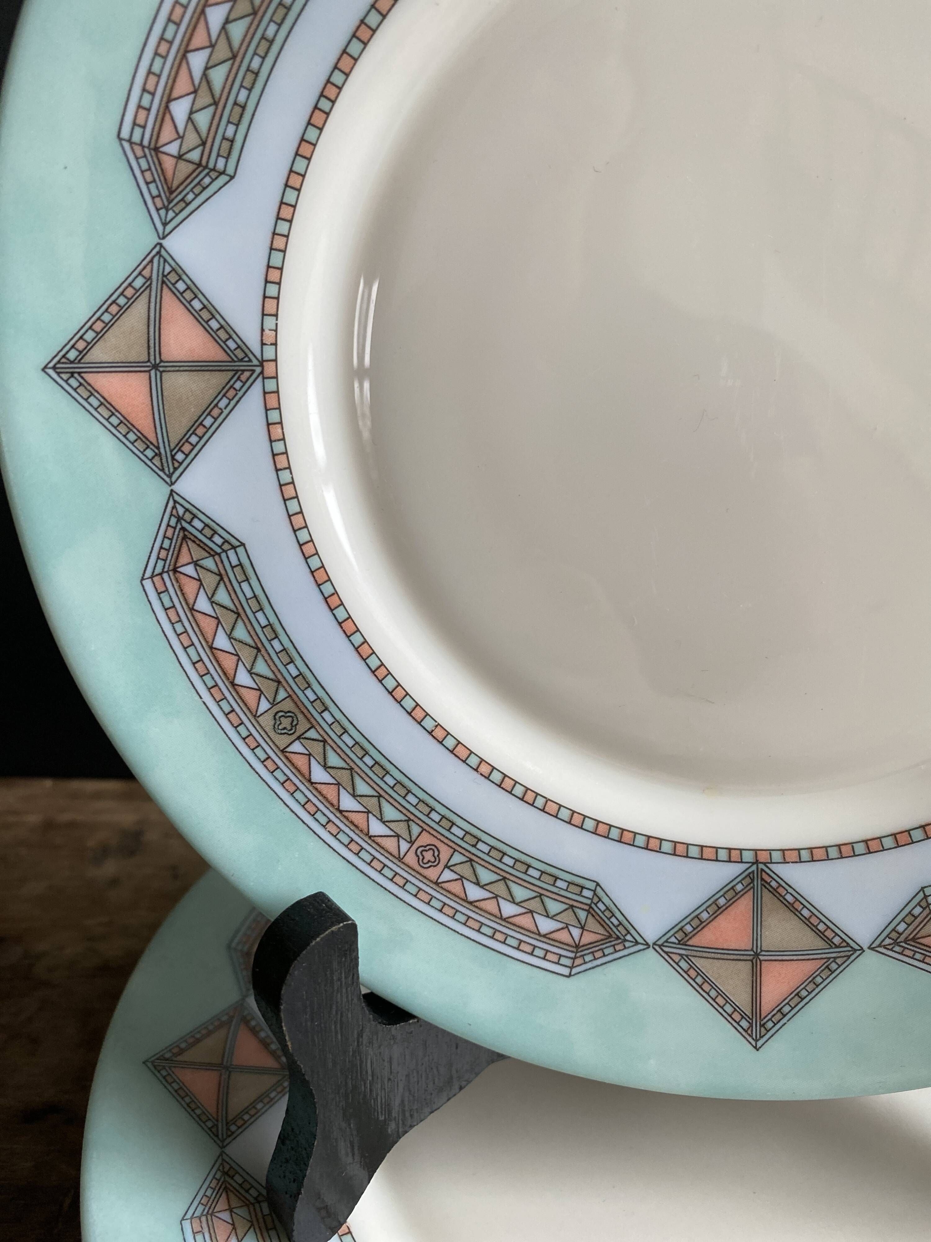 Set of 6 dessert plates Arcopal France – Aztec Vintage 90s model