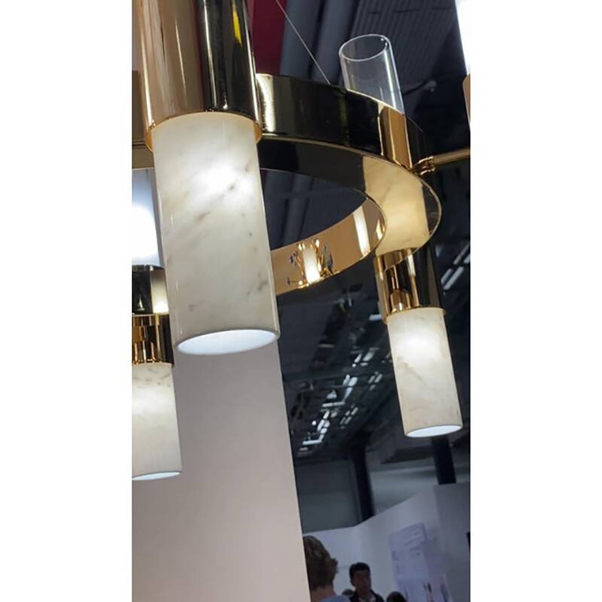 Contemporary Gold Ring Chandelier With Gradient White and Carrara Marble Glasses by Simoeng