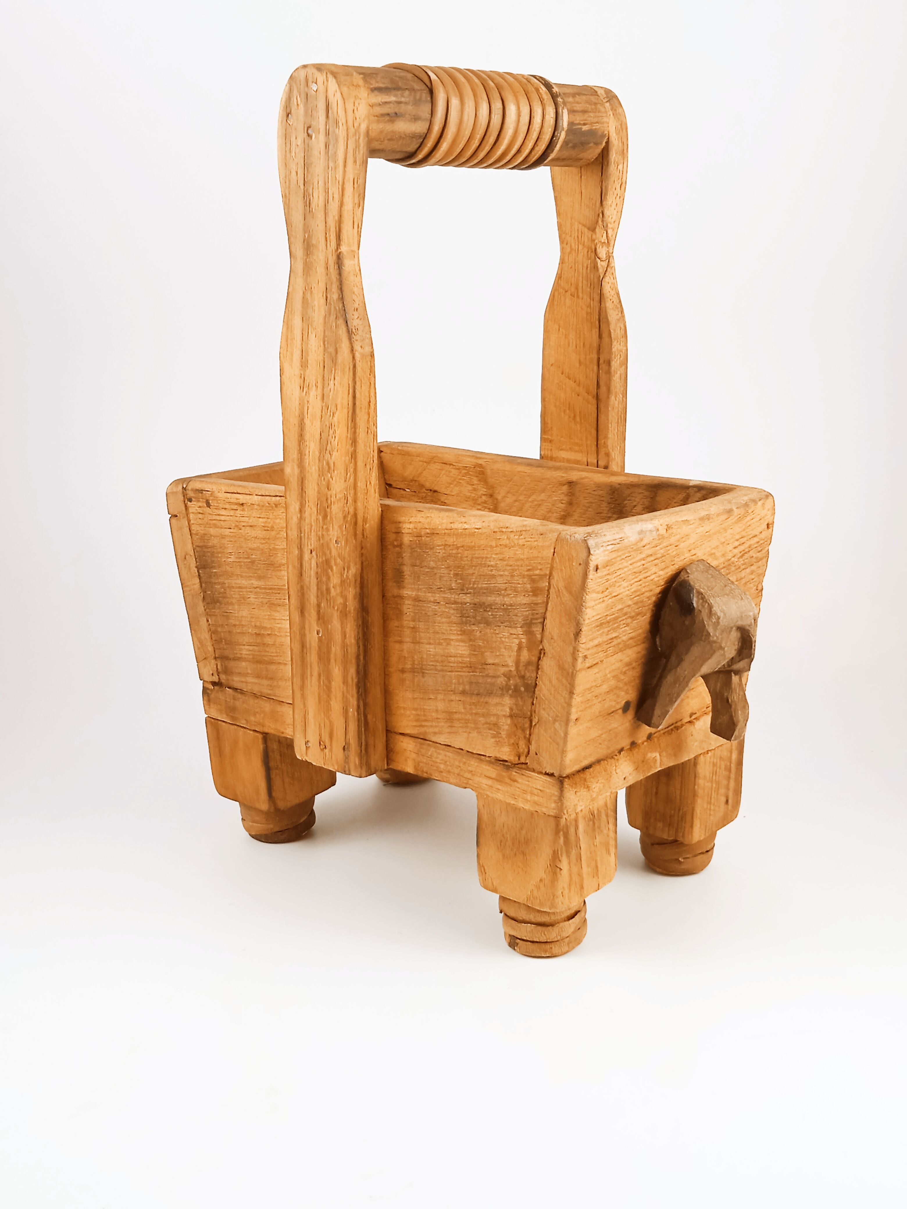 Indian wooden elephant pot cache 40s