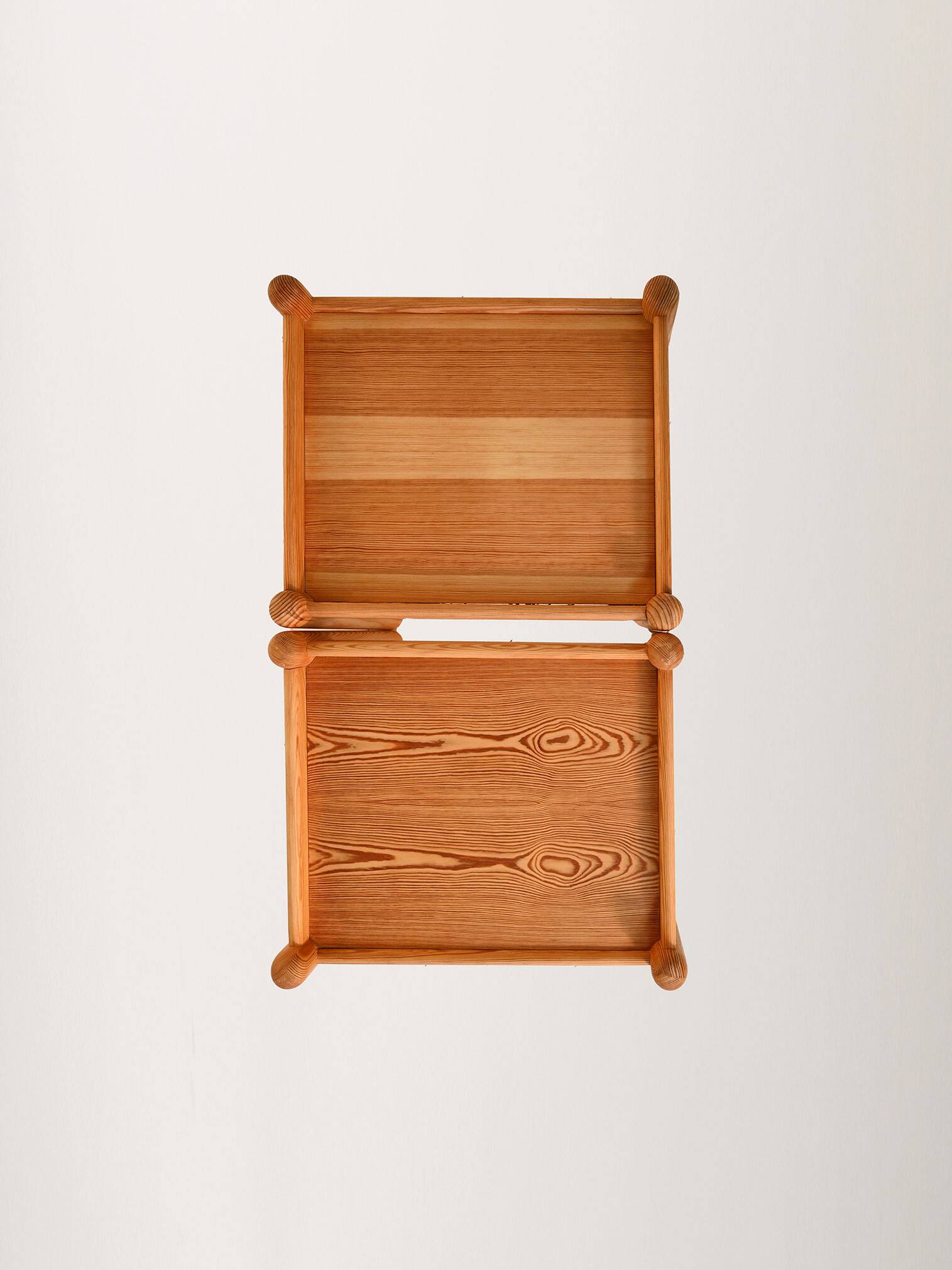 Pair of solid pine side tables, Scandinavia 1970s