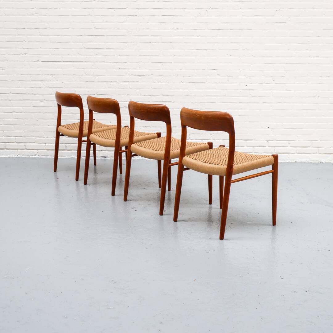 Niels Möller Model 75 Paper Cord Dining Chairs