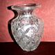 Bohemian crystal baluster vase - richly carved decoration engraved with clover