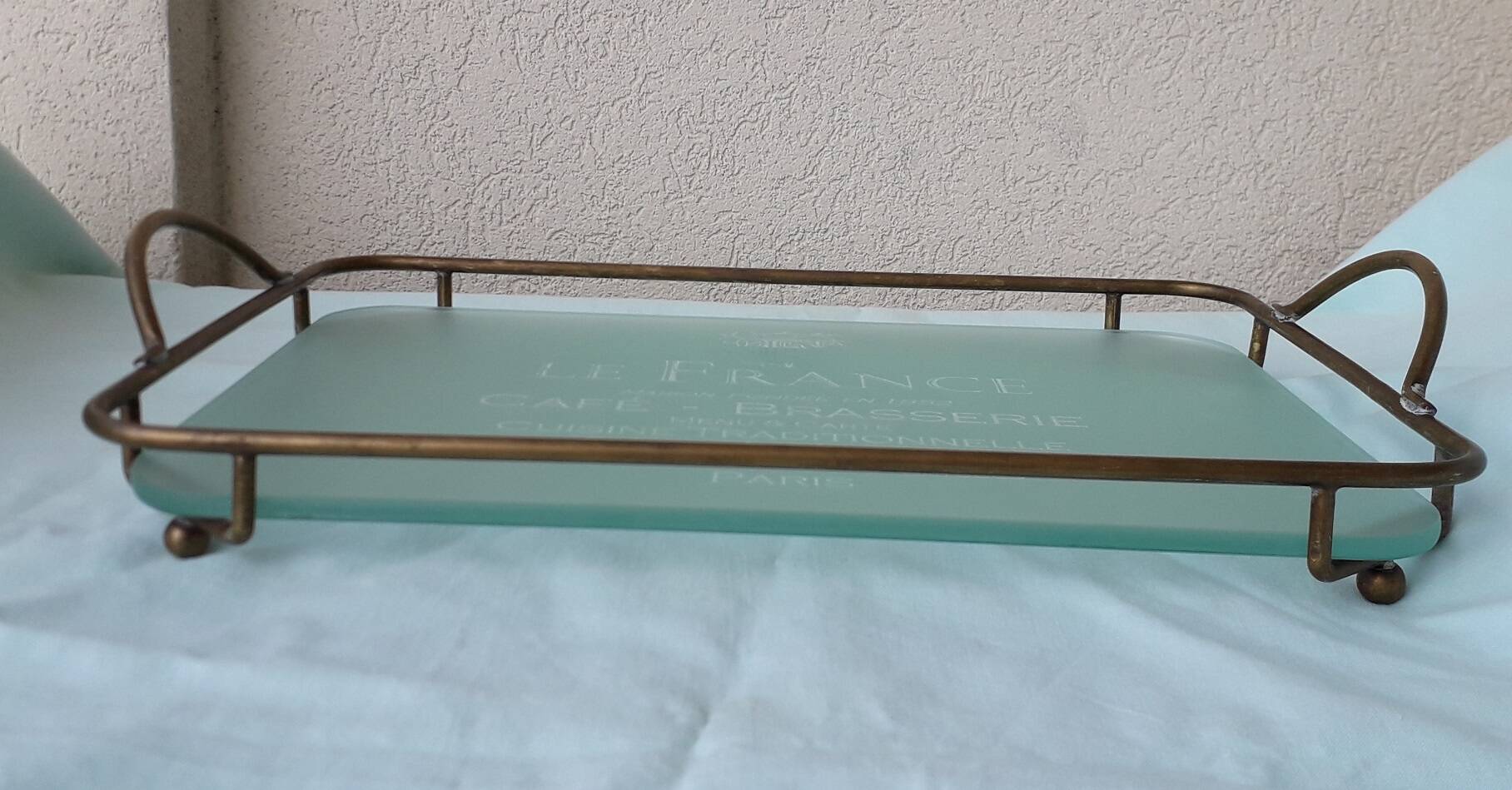 Glass and metal tray "Le France"