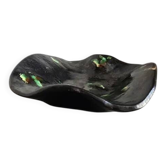 Bol en céramique française, glaçure lava, noir et vert