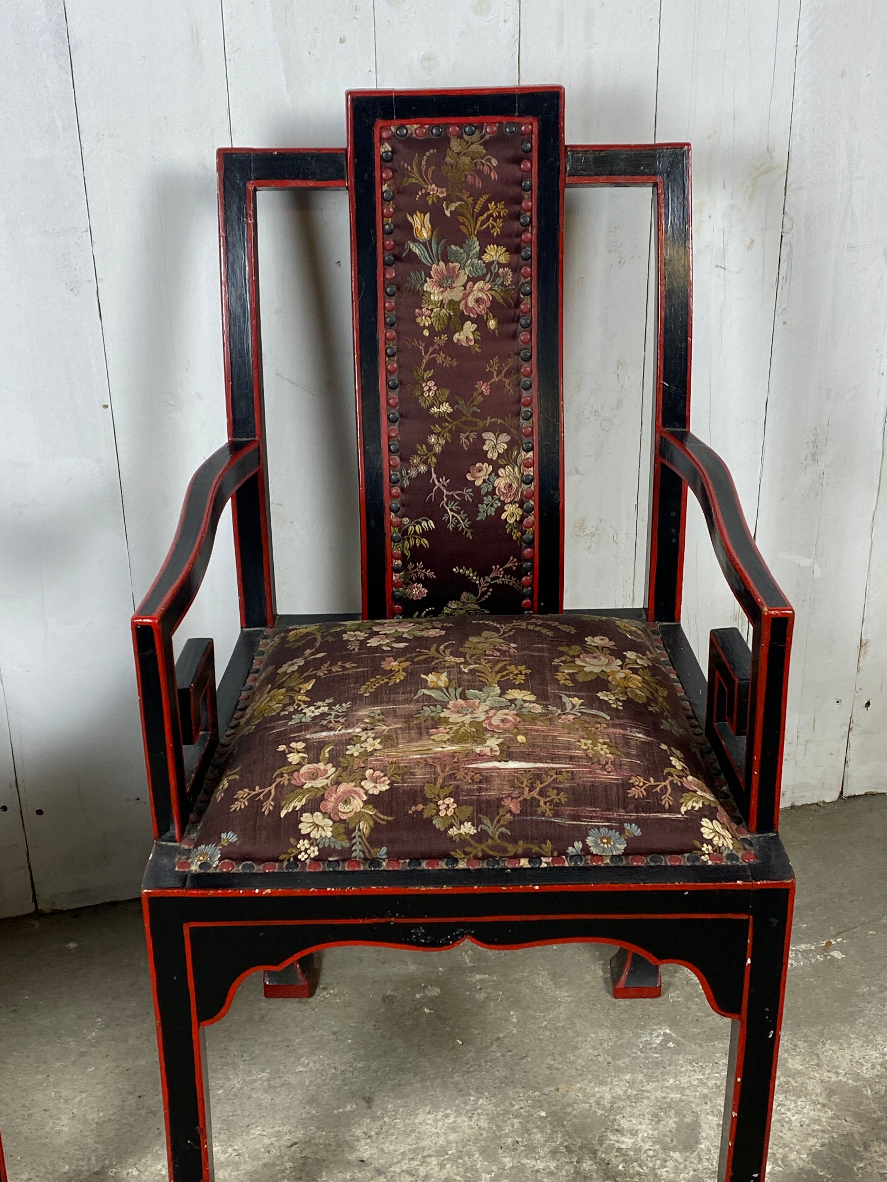 Fauteuils chinois broderie de soie