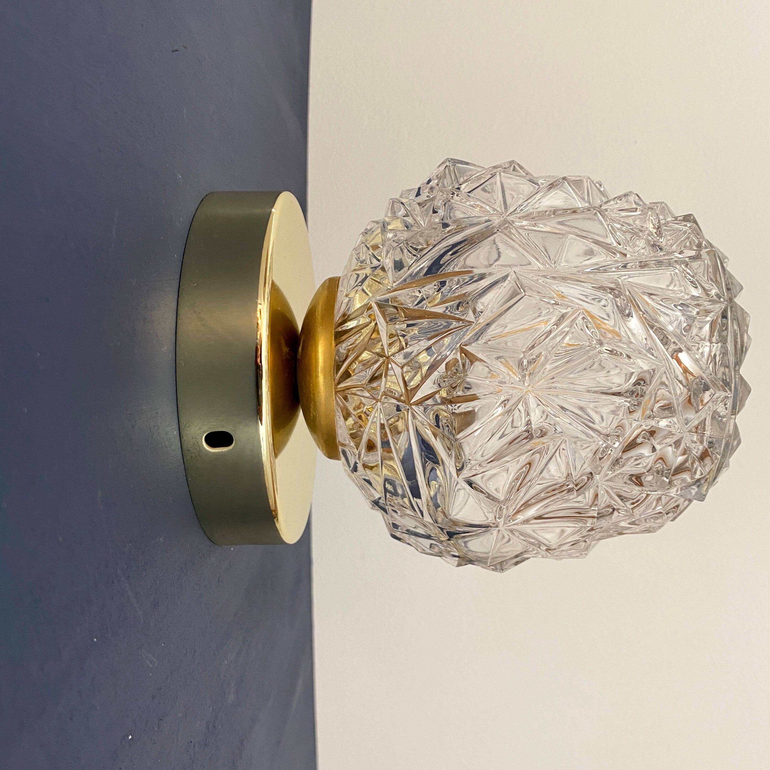 Vintage globe wall / ceiling light in molded glass