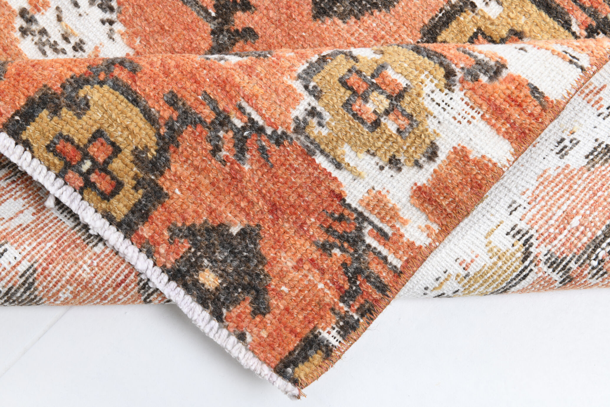 Geometric pattern turkish runner rug 350x85cm