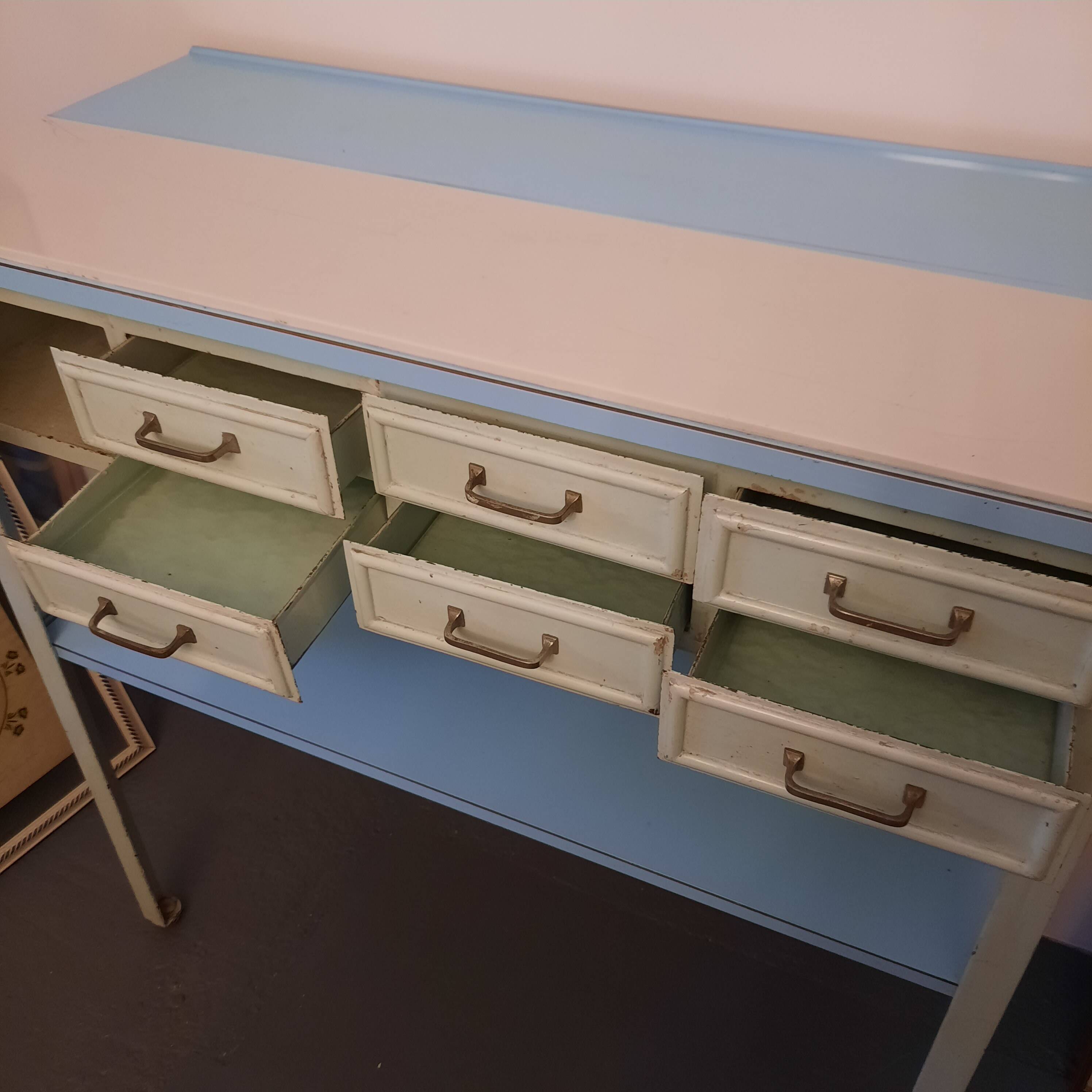 1950s dentist console cabinet