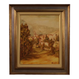 Italian signed painting country view dated 1977